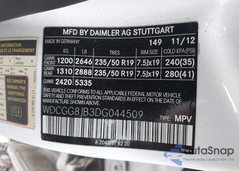 2013 Mercedes-Benz Glk 350 4Matic из США, поврежденный, VIN WDCGG8JB3DG044509